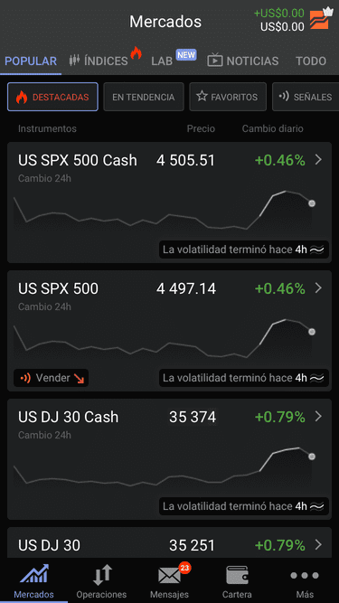 operar desde la app